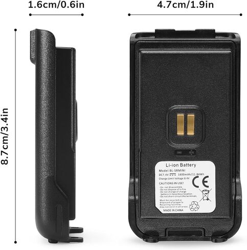 BAOFENG BL-5RMINI Battery for UV-5R Mini & UV-5G Mini Walkie Talkies, 1600mAh Original Li-ion Battery with USB-C Rechargeable Port, 8.4V, 2 PCS in Kuwait