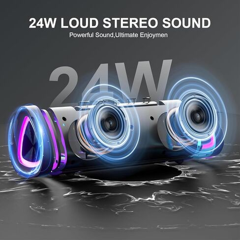 aowoka Bluetooth Speaker, 2025 Portable Wireless Speakers with Led Light, Bluetooth 5.4, 24H Playtime, Enhanced Bass, IPX7 Waterproof, Outdoor Speaker for Travel, Sport, Party, Biking. in Kuwait