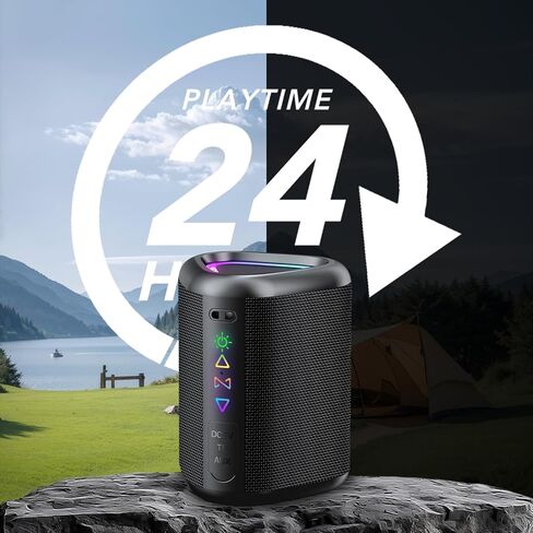 aowoka Bluetooth Speaker, 2025 Portable Wireless Speakers with Led Light, Bluetooth 5.4, 24H Playtime, Enhanced Bass, IPX7 Waterproof, Outdoor Speaker for Travel, Sport, Party, Biking. in Kuwait