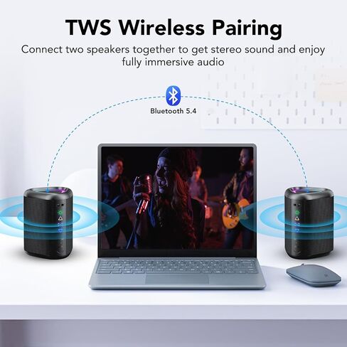 aowoka Bluetooth Speaker, 2025 Portable Wireless Speakers with Led Light, Bluetooth 5.4, 24H Playtime, Enhanced Bass, IPX7 Waterproof, Outdoor Speaker for Travel, Sport, Party, Biking. in Kuwait