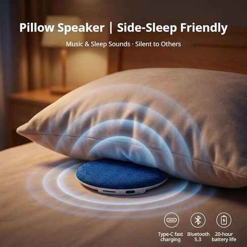 Under Pillow Speaker - Mini Portable Bluetooth Pillow Speaker for Sleeping with White Noise, Timer Ultra-Thin Wireless Sleep Aid Headphones for Adults, Kids, Side Sleepers in Kuwait