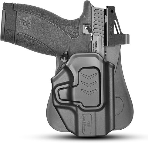 GUN & FLOWER OWB Holster for Smith & Wesson Bodyguard 2.0, Outside Waistband Holster with Level II Retention, 360° Adjustable Silicone Paddle, RDS Ready in Kuwait