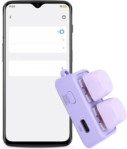 Yoidesu Bluetooth Page Turner 2 Key Macro Keypad, Programmable Ergonomic Design with RGB Backlight Page Turner, Dual Mode USB Wireless Remote for Tablet, PC, Laptop (Purple) in Kuwait