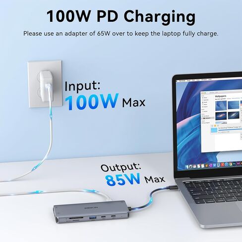 محطة إرساء MOKiN شاشة مزدوجة، محطة إرساء 12 في 1 USB C 3 شاشة، محول USB C متعدد المنافذ مع 4K HDMI وDP وVGA وEthernet و100W PD و4 USB وقارئ بطاقات SD/TF لأجهزة Dell HP Lenovo in Kuwait