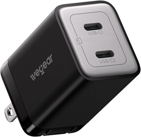 wegear 45W Dual USB-C GaN Fast Charger, Foldable Compact Wall Charger with PD PPS QC4.0 for Galaxy S25/S24, iPhone 17/16/15, iPad, MacBook, Steam Deck (Black) in Kuwait