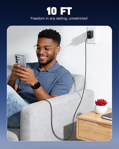 شاحن USB C فائق السرعة، 2 حزمة 45 وات مزدوج المنفذ من النوع C شحن سريع متوافق مع Samsung Galaxy S26 Ultra/S26/S26+/S25 Ultra/S25+/S24+/S24/S24 Ultra/S23 Ultra/S22 Ultra مع كابل USB C إلى C بطول 10أقدام in Kuwait