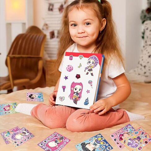 for Demon Hunters Stickers K pop Toys DIY Make a Face Demon Movie Hunter Stickers for Teens, Make Your Own Mixed &Matched with 8 Designed Characters Sticker for Birthday Party Supplies Favors in Kuwait