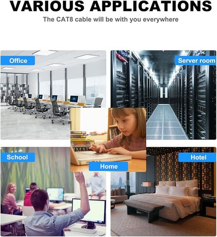 وصلة إيثرنت Dacrown بسرعة 10 جيجابت في الثانية 5 حزم مع كابل إيثرنت Cat 8 بطول 20 قدمًا in Kuwait