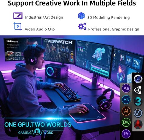 بطاقة رسومات Kelinx Aisurix RX 580 8GB GDDR5 GPU 6X HDMI، 6 إعدادات عرض مستقلة متعددة الشاشات، بطاقة فيديو DDR5 256 بت للكمبيوتر الشخصي ITX فتحة واحدة PCI Express in Kuwait