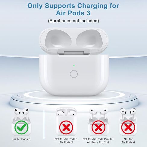 for Air pod 3 Gen Wireless Charging Case ，Replacement for air pods 3 Charger Cases,Support to Bluetooth Sync Pairing, Rear Button-White (No Earbuds) in Kuwait
