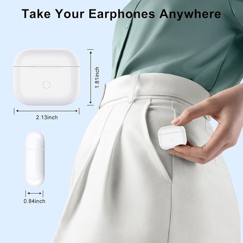 for Air pod 3 Gen Wireless Charging Case ，Replacement for air pods 3 Charger Cases,Support to Bluetooth Sync Pairing, Rear Button-White (No Earbuds) in Kuwait