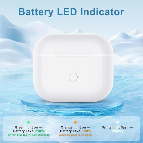 for Air pod 3 Gen Wireless Charging Case ，Replacement for air pods 3 Charger Cases,Support to Bluetooth Sync Pairing, Rear Button-White (No Earbuds) in Kuwait