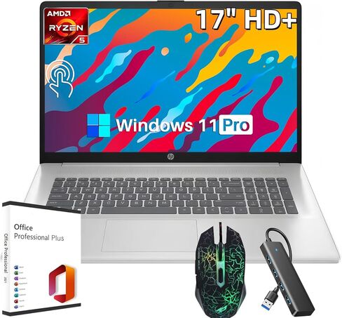 كمبيوتر محمول HP 17 يعمل باللمس، AMD Ryzen 5 7430U، (Beats i7 1355U)، ذاكرة الوصول العشوائي 24 جيجابايت 1 تيرابايت SSD، شاشة 17.3 بوصة HD + مضادة للتوهج، رسومات Radeon، Wi-Fi 6، بلوتوث 5.4، Windows 11 Pro، ترخيص مدى الحياة للمكتب in Kuwait