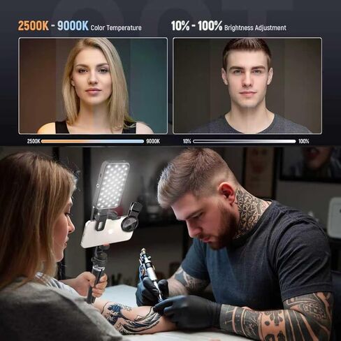 ضوء LED لصور السيلفي والوشم مع عدسة فلتر CPL مقاس 52 مم بمشبك قابل للدوران 360 درجة معدات الوشم / حامل ثلاثي الأرجل / حامل الهاتف، ملء الإضاءة وإزالة الانعكاس للتصوير الفوتوغرافي للمجوهرات الفنية وتسجيل الفيديو in Kuwait