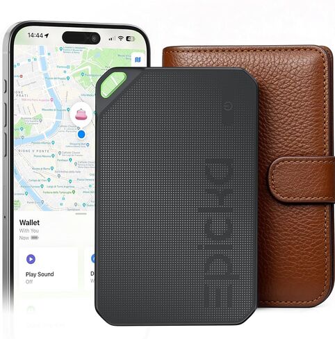 بطاقة تعقب محفظة Epicka متوافقة مع Apple Find My، بطارية خالية من الصيانة لمدة 8 سنوات، بطاقة تتبع مع NFC، معتمد من MFi، محدد موقع عنصر Bluetooth IP67 للأمتعة، جواز السفر، حزمة واحدة، أسود in Kuwait