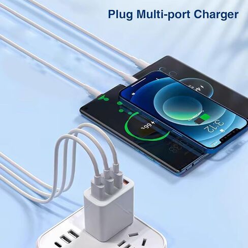 USB Wall Charger, Charger Adapter, 4 Port USB Cube Chargers, Power Adapter Charging Plug Box Brick for Phone 15/14/13/12/11/XS/X/8/7/6 Plus,Android Phones, and More in Kuwait