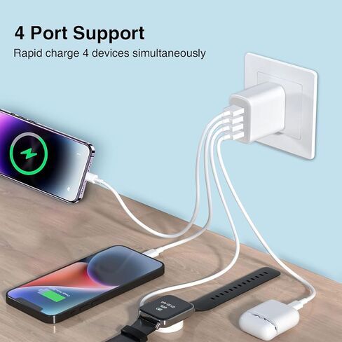 USB Wall Charger, Charger Adapter, 4 Port USB Cube Chargers, Power Adapter Charging Plug Box Brick for Phone 15/14/13/12/11/XS/X/8/7/6 Plus,Android Phones, and More in Kuwait