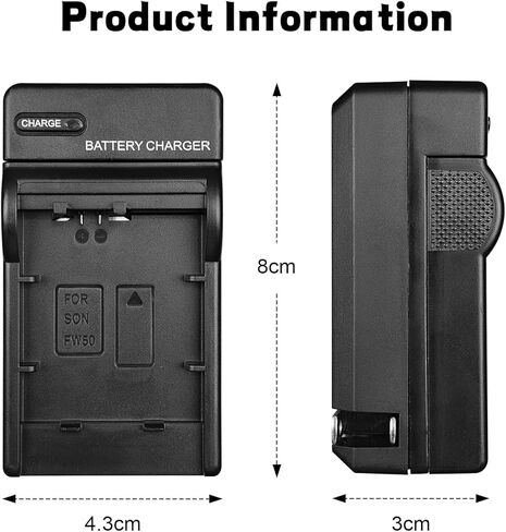 NP-FW50 Battery Charger for Sony A6100 A6400 A5100 A6500 A6300 A6000 A5000 A7 A7 II A7R A7R II A7R2 A7S A7S II A7S2 A55 RX10 NEX-3 5 7 Series Camera Portable Design Charger in Kuwait