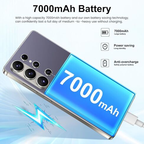 I26 Ultra Unlocked Smartphone,6.99" HD+ Display,Built in Pen,16+512GB Unlocked Phone,Snapdragon 8 Gen4,7000mAh Dual Speakers 5G/Face ID/Fingerprint Lock/Dual SIM/GPS (Dark Purple) in Kuwait
