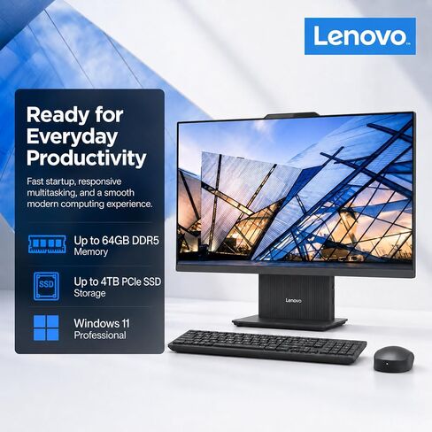 Lenovo IdeaCentre 27" FHD Next Gen All-in-One Desktop Computer, Intel Core i7-13620H(24MB Smart Cache), 32GB DDR5, 1TB SSD, Wi-Fi 6, HDMI, USB-C, Wireless KB&Mouse, Business AI AIO, Win11 Pro in Kuwait