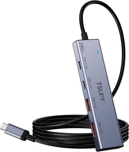 USB C HUB 3.2، TSUPY USB HUB 10Gbps USB C 3.2 Gen 2 Splitter مع كابل ممتد 4FT، 2 * USB-A و2 * USB-C متعدد منافذ USB لأجهزة MacBook Air/Pro، Surface Pro، XPS، الكمبيوتر المحمول، الكمبيوتر الشخصي والمزيد in Kuwait