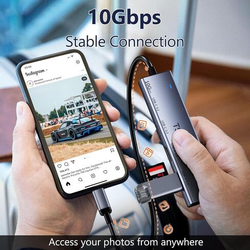 USB C HUB 3.2، TSUPY USB HUB 10Gbps USB C 3.2 Gen 2 Splitter مع كابل ممتد 4FT، 2 * USB-A و2 * USB-C متعدد منافذ USB لأجهزة MacBook Air/Pro، Surface Pro، XPS، الكمبيوتر المحمول، الكمبيوتر الشخصي والمزيد in Kuwait