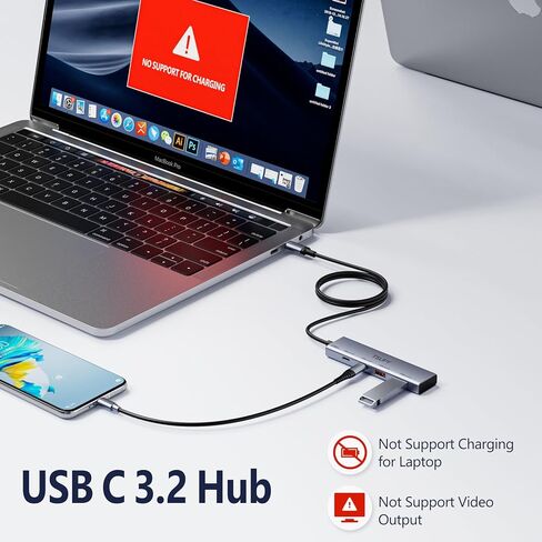 USB C HUB 3.2، TSUPY USB HUB 10Gbps USB C 3.2 Gen 2 Splitter مع كابل ممتد 4FT، 2 * USB-A و2 * USB-C متعدد منافذ USB لأجهزة MacBook Air/Pro، Surface Pro، XPS، الكمبيوتر المحمول، الكمبيوتر الشخصي والمزيد in Kuwait