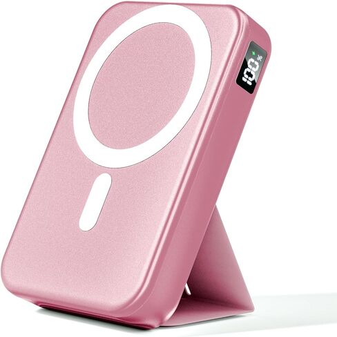 for Magsafe Power Bank, 10000mAh Wireless Portable Charger with Foldable Stand, 20W PD Fast Charging, Travel Essential for Magsafe Battery Pack, Compatible with iPhone 17/16/15/14 Series in Kuwait