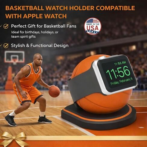 Basketball Watch Stand Compatible with Apple Watch – Unique Basketball Gifts for Men & Women, Funny Basketball Gifts for Him or Dad, for Basketball Lovers in Kuwait