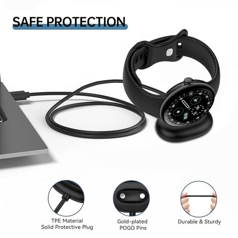شاحن USB-A + Type-C لساعة Google Pixel 4، سلك شحن مغناطيسي بديل لساعة Google Pixel Watch4 41 مم/45 مم (3.3 قدم/1 متر) in Kuwait