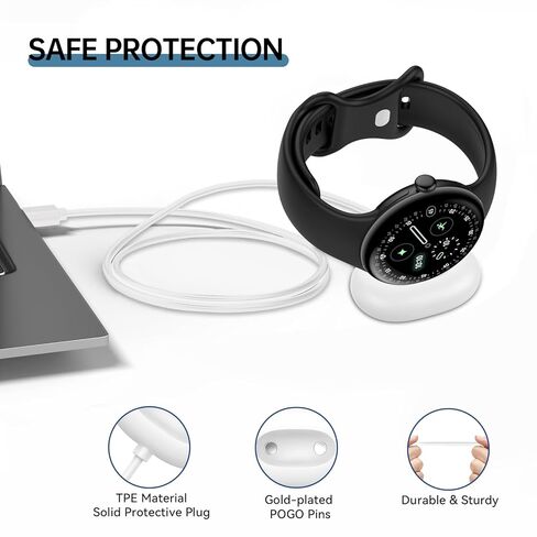 شاحن USB-A + Type-C لساعة Google Pixel 4، سلك شحن مغناطيسي بديل لساعة Google Pixel Watch4 41 مم/45 مم (3.3 قدم/1 متر) in Kuwait