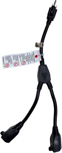 Kentek 1 Ft Power Cord 3 Prong Extension Y Cable NEMA5-15P to 2 X NEMA5-15R 14 AWG 15A Black Heavy Duty Male to 2X Female Power Splitter in Kuwait