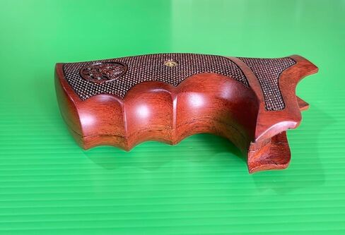 Hardwood Handgun Grips Compatible with Smith and Wesson K/L Frame Round Butt Revolvers Finger Groove Checkered Design Deluxe Classic Handmade Craft Handcraft in Kuwait