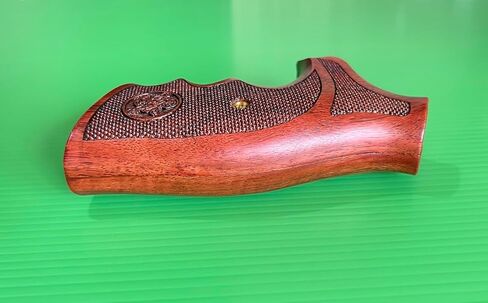 Hardwood Handgun Grips Compatible with Smith and Wesson K/L Frame Round Butt Revolvers Finger Groove Checkered Design Deluxe Classic Handmade Craft Handcraft in Kuwait