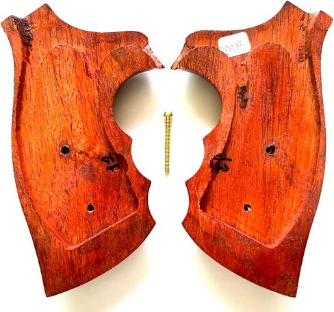 Hardwood Handgun Grips Compatible with Smith and Wesson K/L Frame Round Butt Revolvers Finger Groove Checkered Design Deluxe Classic Handmade Craft Handcraft in Kuwait
