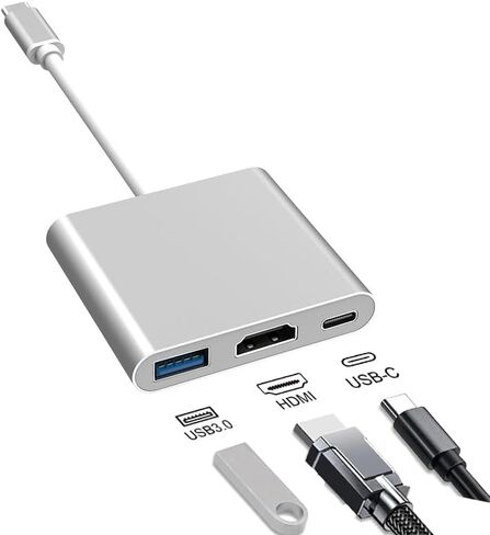 محول USB-C إلى HDMI (4K@30 هرتز)، محول USB-C رقمي AV متعدد المنافذ إلى التلفزيون مع شحن سريع PD100W، USB3.0 و4K HDMI، متوافق مع iPhone 16/15، iPad pro Mackbook Pro، iMac، Chromebook in Kuwait