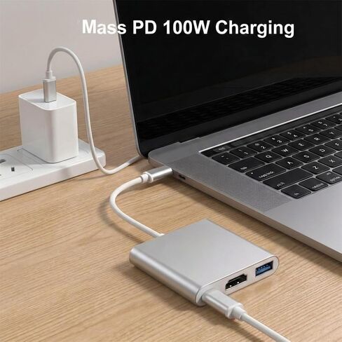 محول USB-C إلى HDMI (4K@30 هرتز)، محول USB-C رقمي AV متعدد المنافذ إلى التلفزيون مع شحن سريع PD100W، USB3.0 و4K HDMI، متوافق مع iPhone 16/15، iPad pro Mackbook Pro، iMac، Chromebook in Kuwait