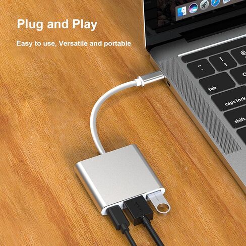 USB-C to HDMI Adapter (4K@30Hz), USB-C Digital AV Multiport Adapter to TV with PD100W Fast Charging, USB3.0 and 4K HDMI, Compatible with iPhone 16/15, iPad pro Mackbook Pro, iMac, Chromebook in Kuwait