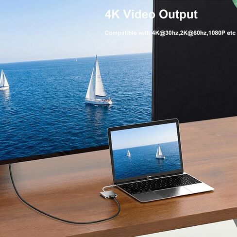 محول USB-C إلى HDMI (4K@30 هرتز)، محول USB-C رقمي AV متعدد المنافذ إلى التلفزيون مع شحن سريع PD100W، USB3.0 و4K HDMI، متوافق مع iPhone 16/15، iPad pro Mackbook Pro، iMac، Chromebook in Kuwait
