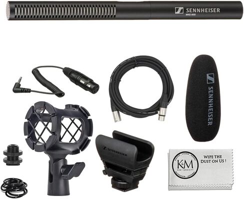 Sennheiser MKE 600 Shotgun Microphone Bundle with Zoom H1 XLR Handy Recorder + 64GB Memory Card + Shockmount + Fur Windshield + XLR Cable + 4 AA Batteries (8 Items) in Kuwait