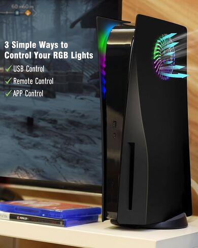 لوحة حماية Joso لإصدار قرص PS5، حافظة بديلة مضادة للخدش ومقاومة للغبار مع حلقة RGB، غطاء جلدي مناسب لوحدة تحكم PS5 (قرص مضغوط)، لوحات لملحقات PS5 - القرص | 2020 in Kuwait