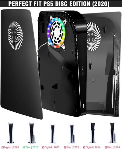 لوحة حماية Joso لإصدار قرص PS5، حافظة بديلة مضادة للخدش ومقاومة للغبار مع حلقة RGB، غطاء جلدي مناسب لوحدة تحكم PS5 (قرص مضغوط)، لوحات لملحقات PS5 - القرص | 2020 in Kuwait