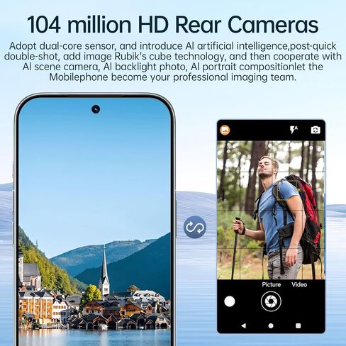 D17 Ultra Unlocked Cell Phones,5G Android 15 Unlocked Phones with 5000mAh Battery,Snapdragon888, 32+104MP Camera,16GB+512GB Smartphone, 6.9“ HD Screen, Dual SIM+Memory Expansion,Blue in Kuwait