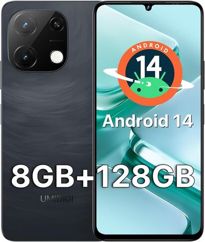 هاتف UMIDIGI الخلوي، هاتف G9T Android 14 الذكي غير مقفل، 4+128 جيجابايت/1 تيرابايت TF، 6.75 بوصة HD+، 5000 مللي أمبير، شحن سريع 18 وات، كاميرا 13 ميجابكسل، فتح الوجه وبصمة الإصبع بتقنية الذكاء الاصطناعي، 4G ثنائي الشريحة، نظام تحديد المواقع العالمي (GPS)، in Kuwait