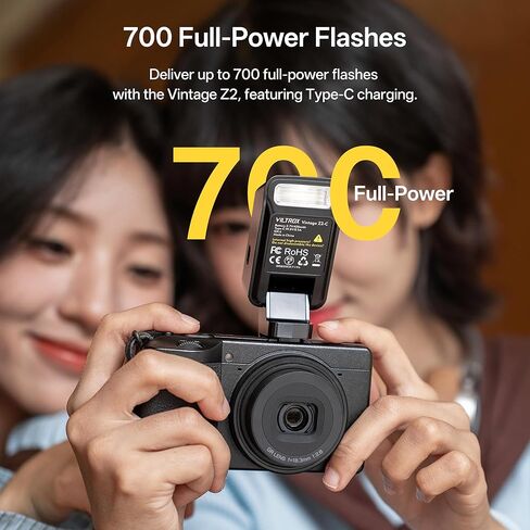 VILTROX Vintage Z2-S Mini Flash Speedlite، GN6 قوي 6500k TTL ضوء فلاش على الكاميرا مع 5 مستويات طاقة، 700 طاقة كاملة، مخرج 10 وات، إعادة تدوير 2 ثانية، فلاش كاميرا صغير متوافق مع كاميرات سوني in Kuwait