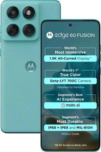 Motorola Moto Edge 60 Fusion 5G Ai (متوافق مع Tmobile Mint Tello & Global) (256 جيجابايت + 8 جيجابايت) NFC 50 ميجابكسل كاميرا ثلاثية مزدوجة الشريحة 6.67 بوصة منحنية XT2503-1 إصدار أمريكي لاتيني (Slipstream (أزرق)) in Kuwait
