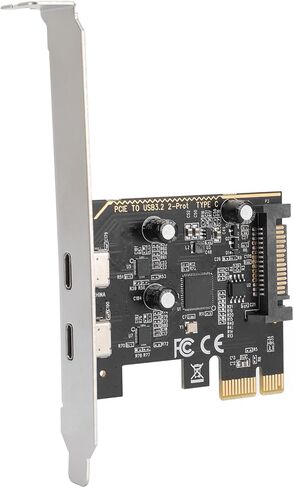 ASM1042 Main Control Chip PCIe to Type C Adapter Card 2 Port USB 3.2 Gen1 Expansion Card for Desktop PC, 5Gbps Transfer Speed, Plug and Play in Kuwait