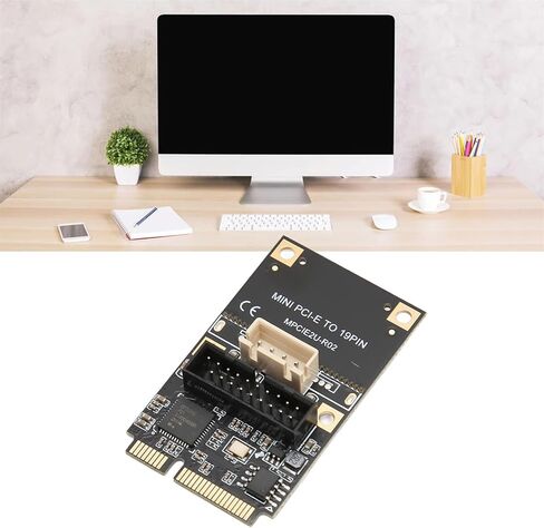 Mini PCIE to USB3.2 19Pin Expansion Card, 5Gbps USB Hot Swap Expansion Card, High Speed Stable Transmission with Main Control Chip, Ideal for WINXP in Kuwait
