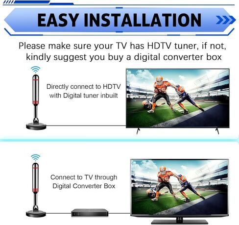 Digital TV Antenna for Smart TV, 2026 Antenna for TV Indoor with Strong Magnetic Base,Long Range Antenna for Easy Installation and All Smart/Old TVs, Supports 4K 1080P in Kuwait