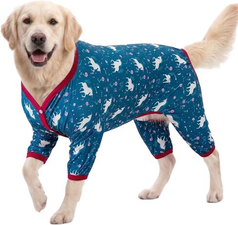 LovinPet Large Dog Pet Shirt - Undershirt for Dog Coats, Anti Licking, Pet Anxiety Relief Onesie, Floral Pony Navy Print, Large Breed Dog Clothes, Large Dog Jammies, Pet PJ's/Large in Saudi Arabia